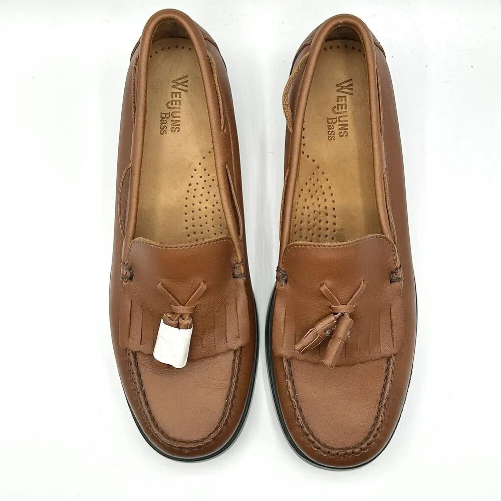 GH Bass & Co Weejuns Marietta II Women's 10 Leather Kiltie Tassel Loafers Brown